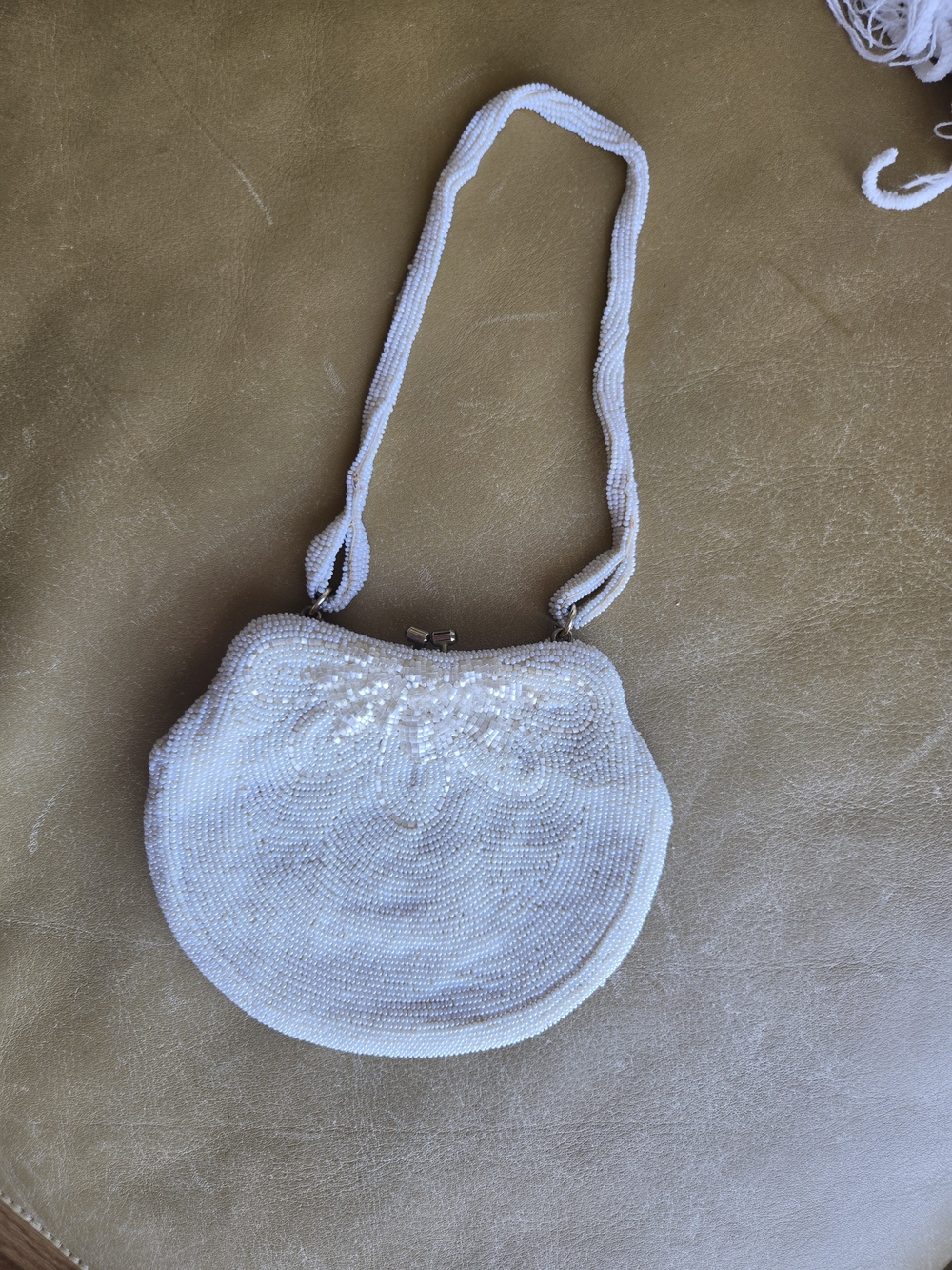 Richere Japan Vintage Beaded White  Bag